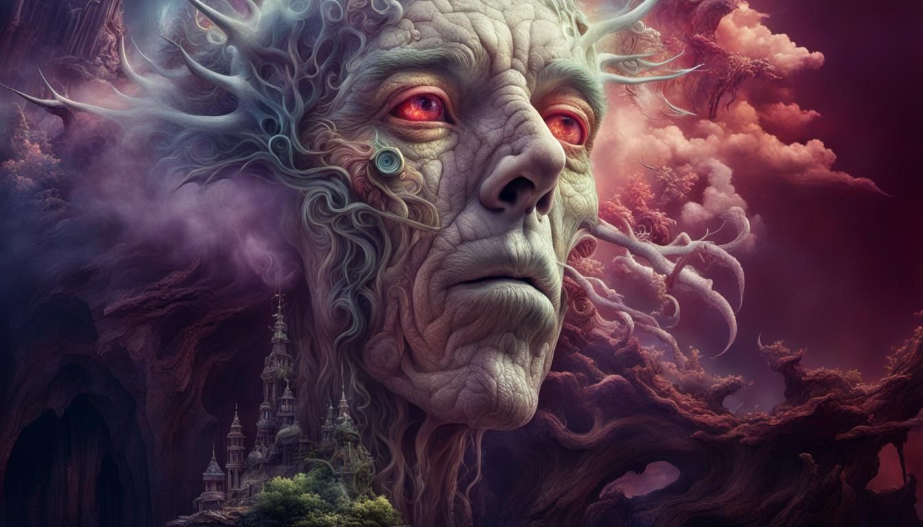 Surreal Headache in Maximalist Digital Painting Style