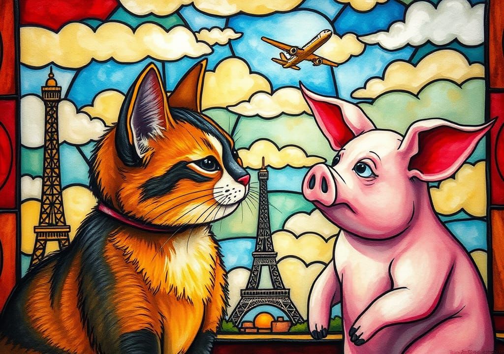 Cat Comforts Sad Pig