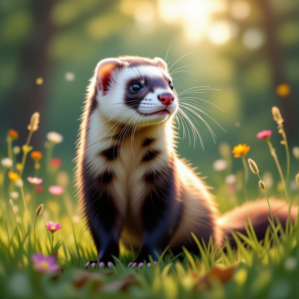 Ferret on a meadow