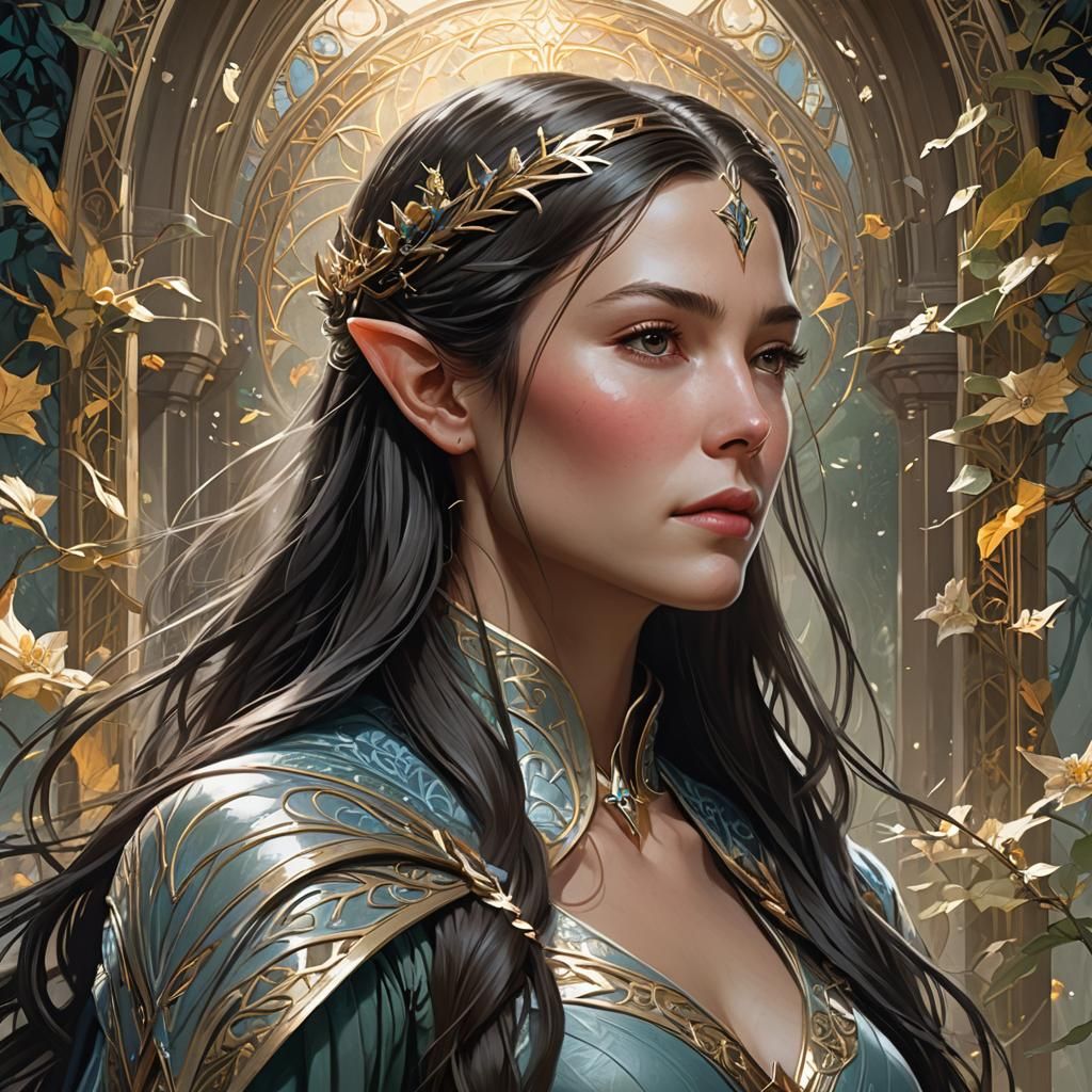 Arwen Evenstar Portrait in Art Nouveau Style