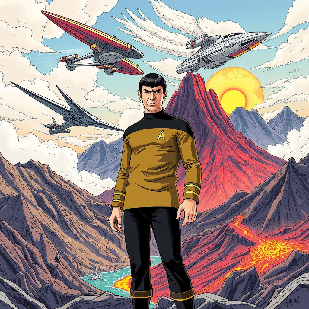 Spock Between Vulcan and Qo'noS in 3D Anime Style