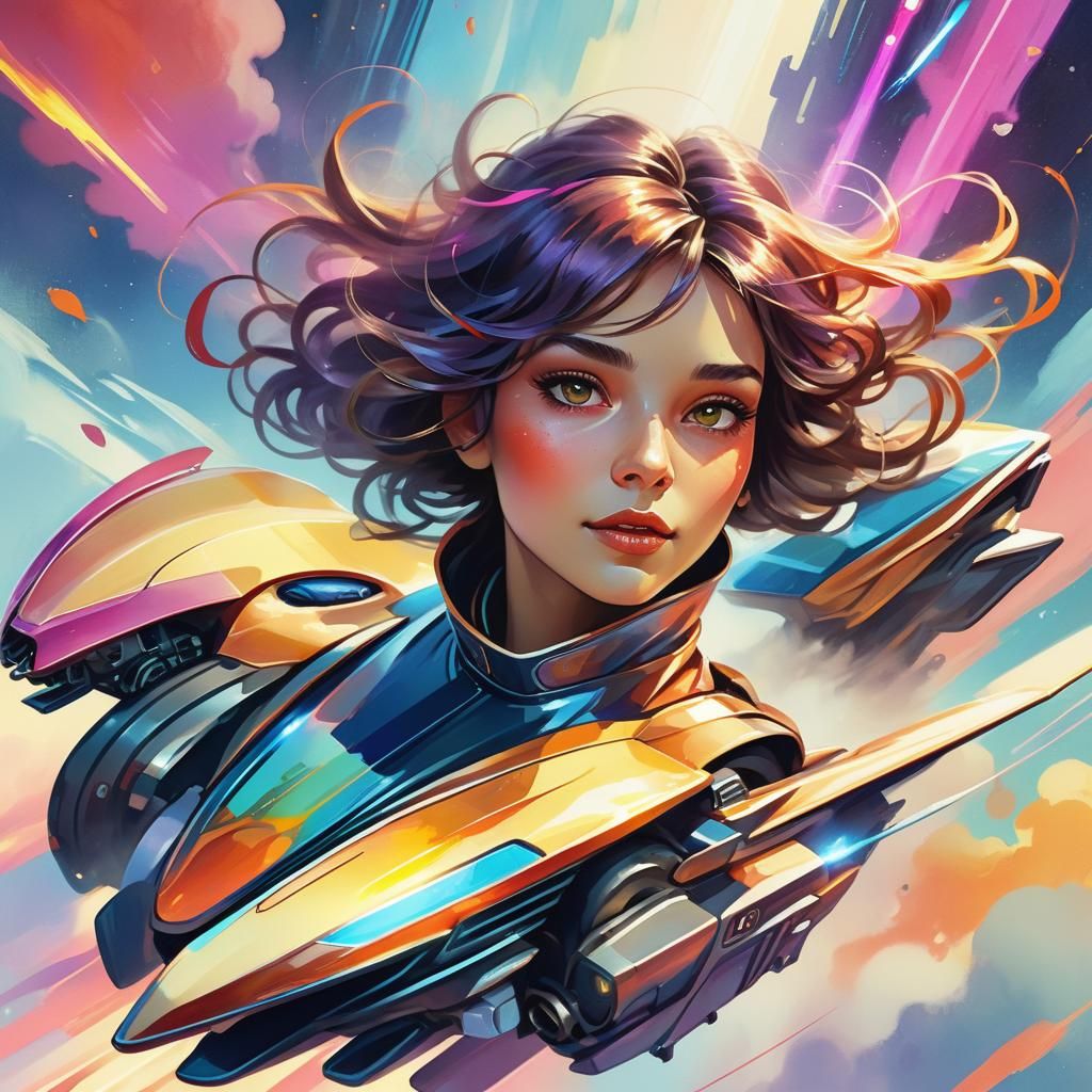 Flying Car in Watercolor Concept Art