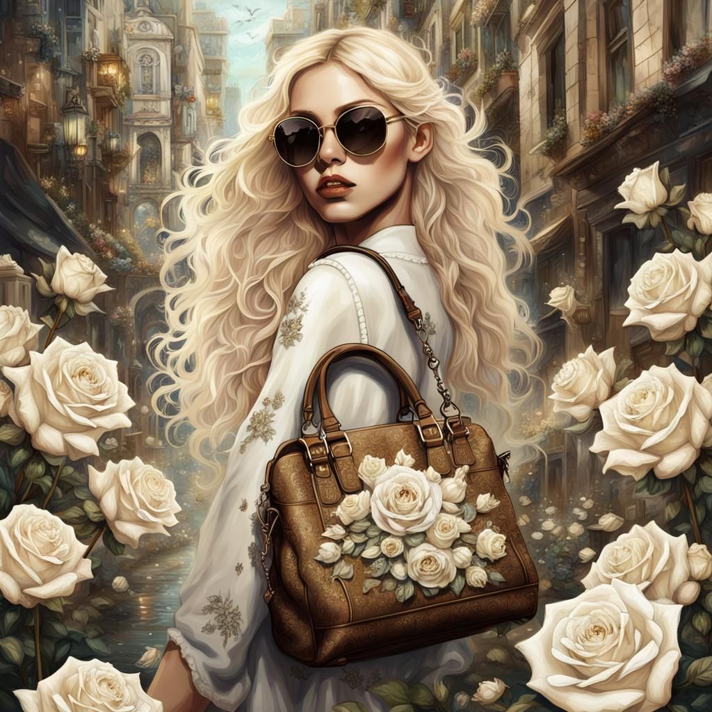 Fairy with Blonde Curls and Roses in Surreal Digital Art