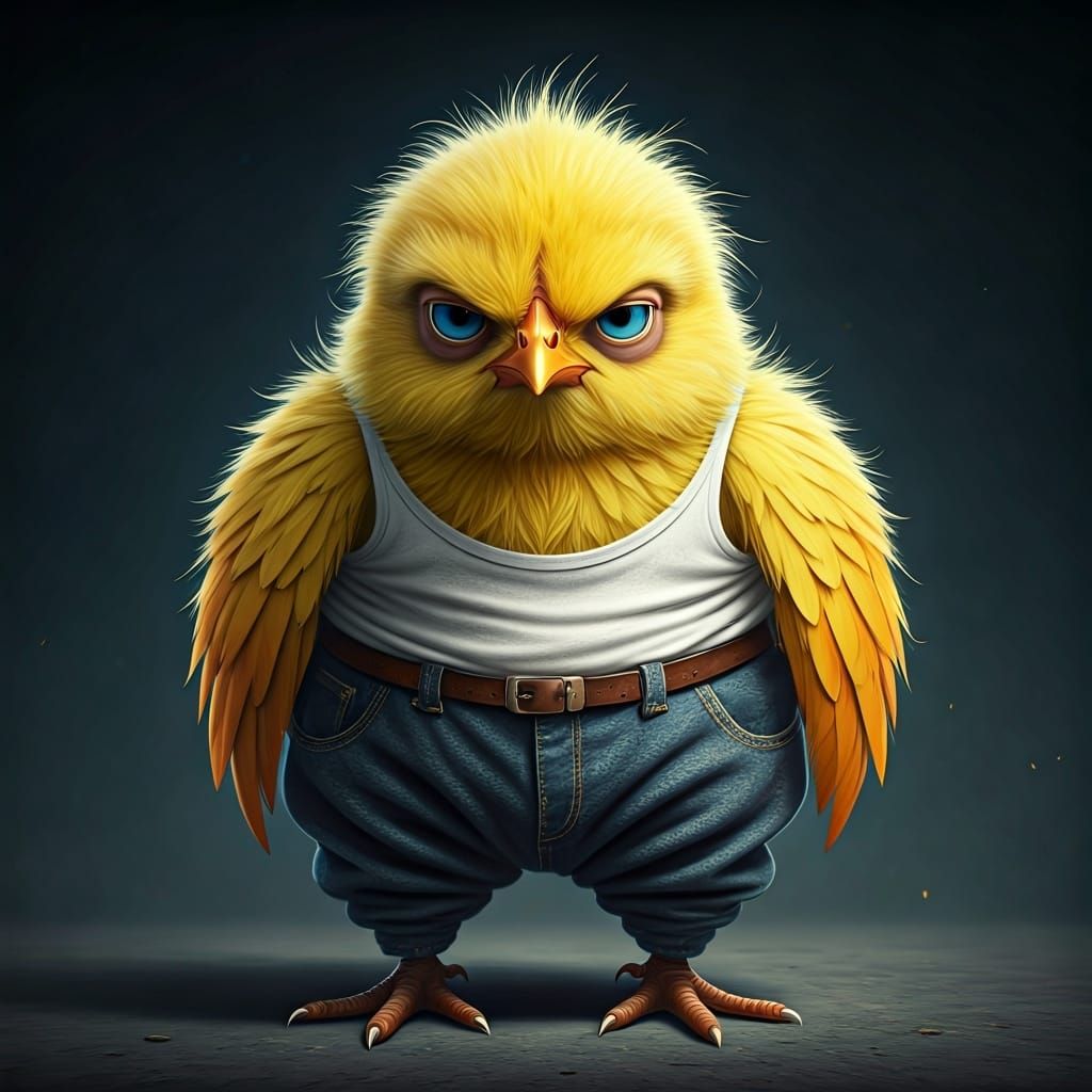 Grumpy Chick Portrait in Hyperrealistic Anime Steampunk Styl...