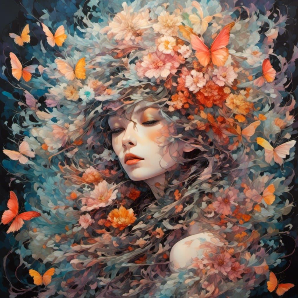 Butterflies & Floral Portrait