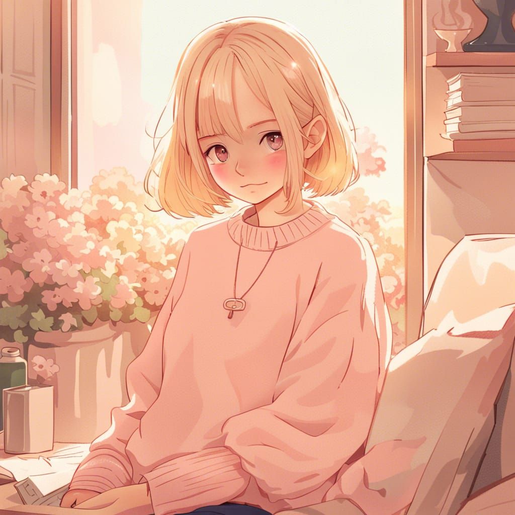 a blonde girl in a sweatshirt