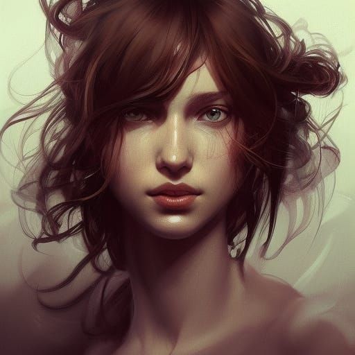 Hyperdetailed Portrait of Messy-Haired Girl