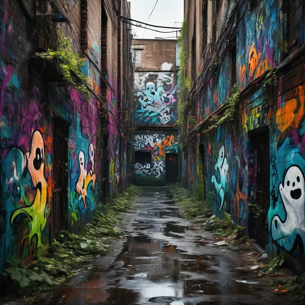Ghosts Dancing: Vibrant Street Art in Abandoned Alleyway