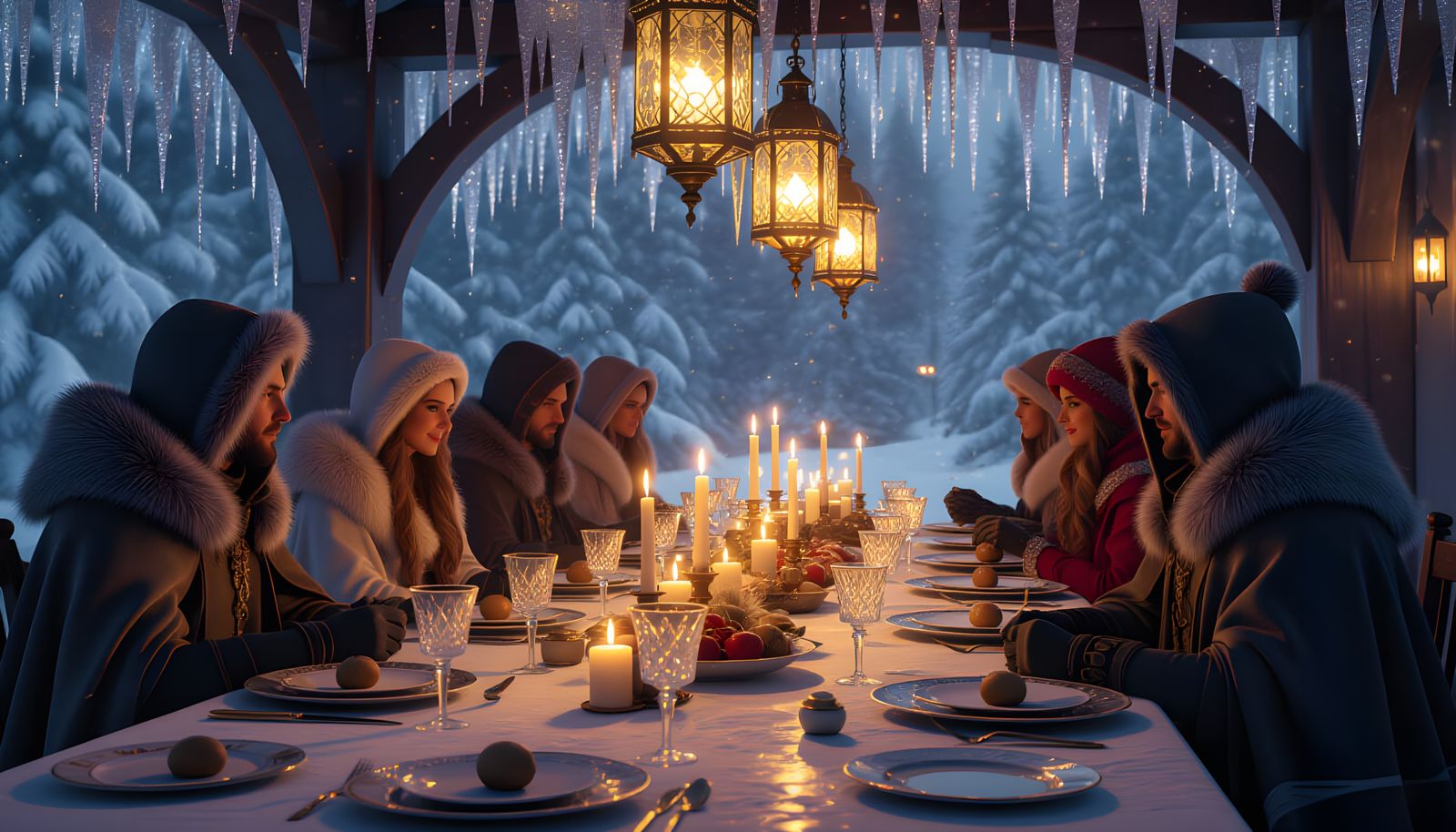 Candlelight Eve: Winter Feast with Glowing Lanterns