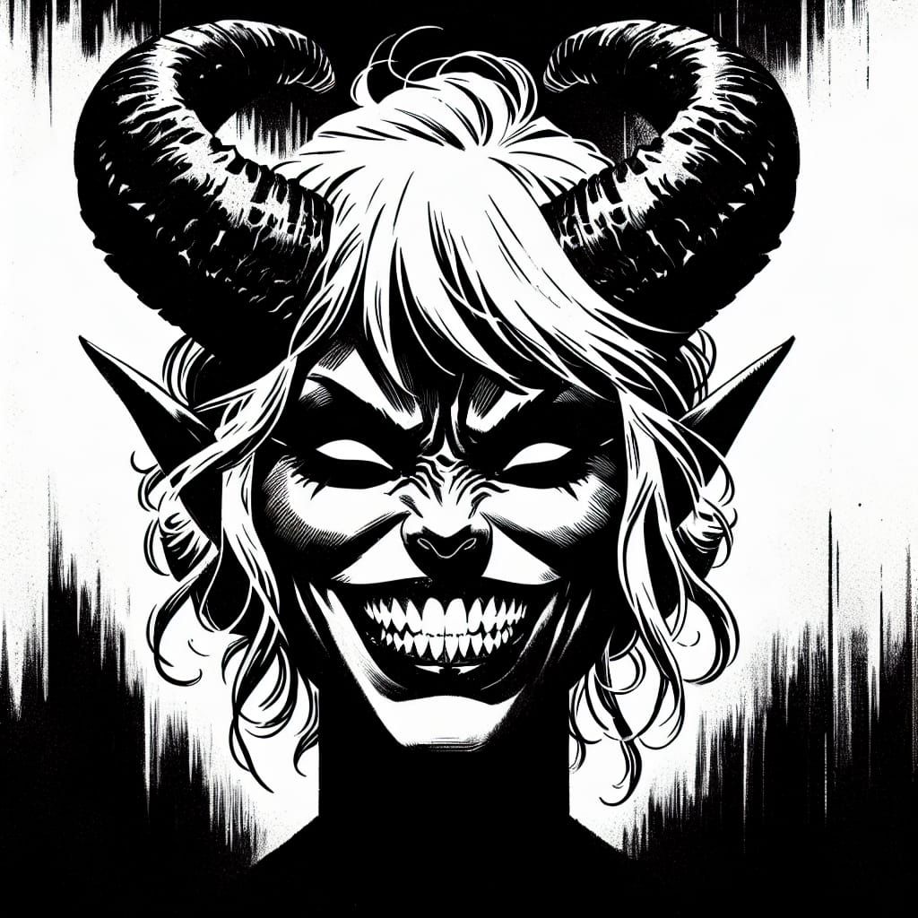 Dominant She-Demon in Chiaroscuro