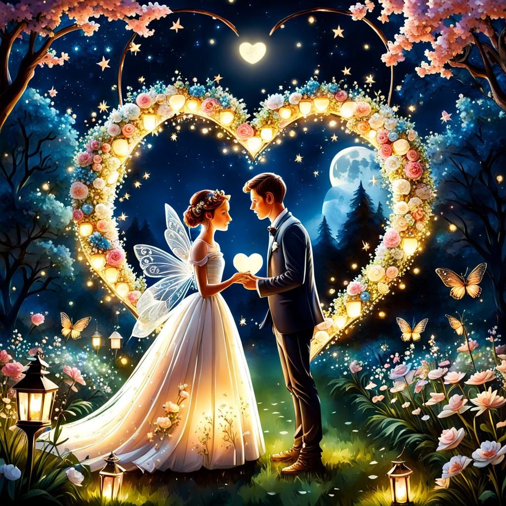 Magical Fairy Wedding in Enchanted Night Garden