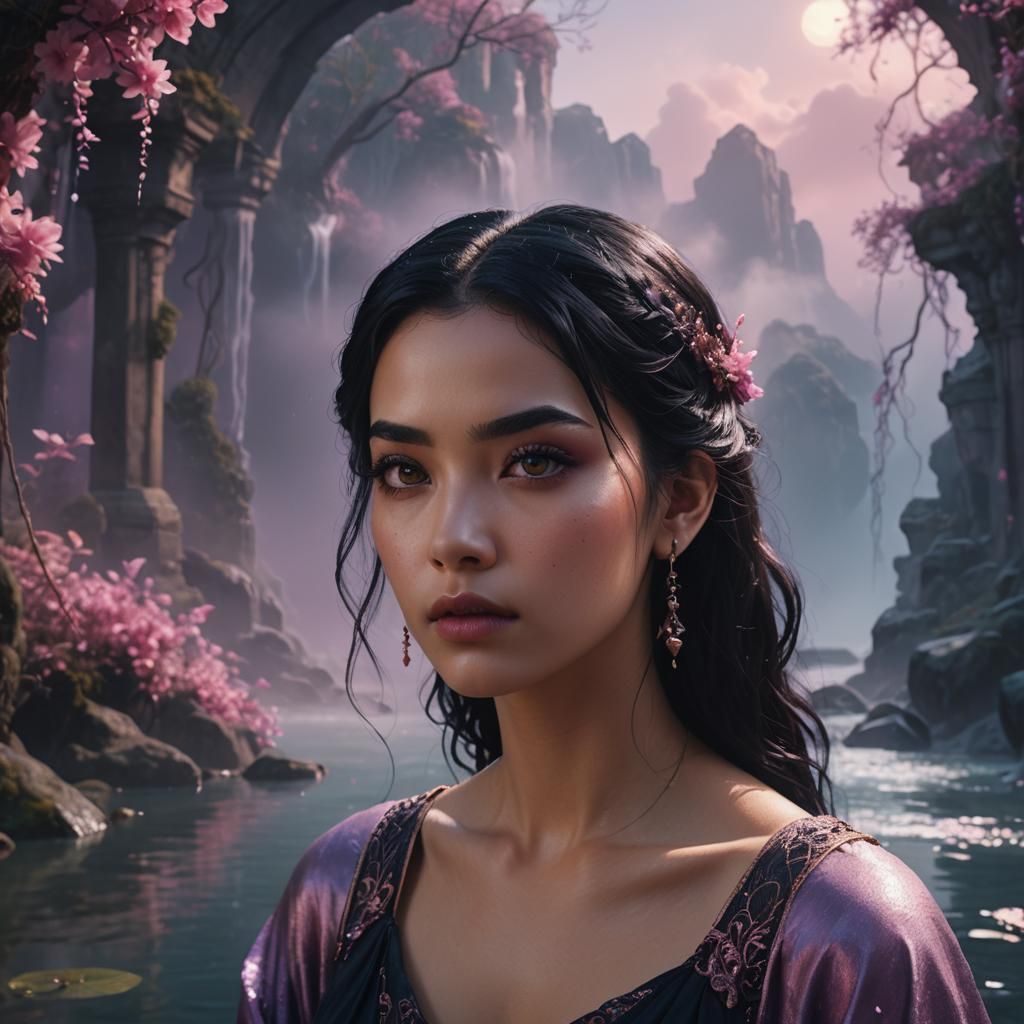 Beautiful Girl Portrait with Fantasy Elemental Accents