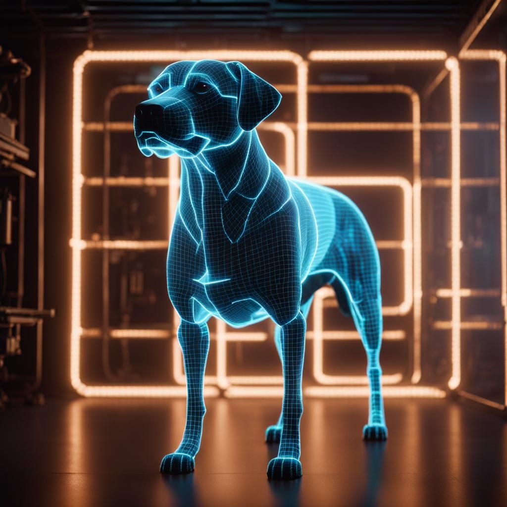 Holographic Dog Projection in Spaceship Room