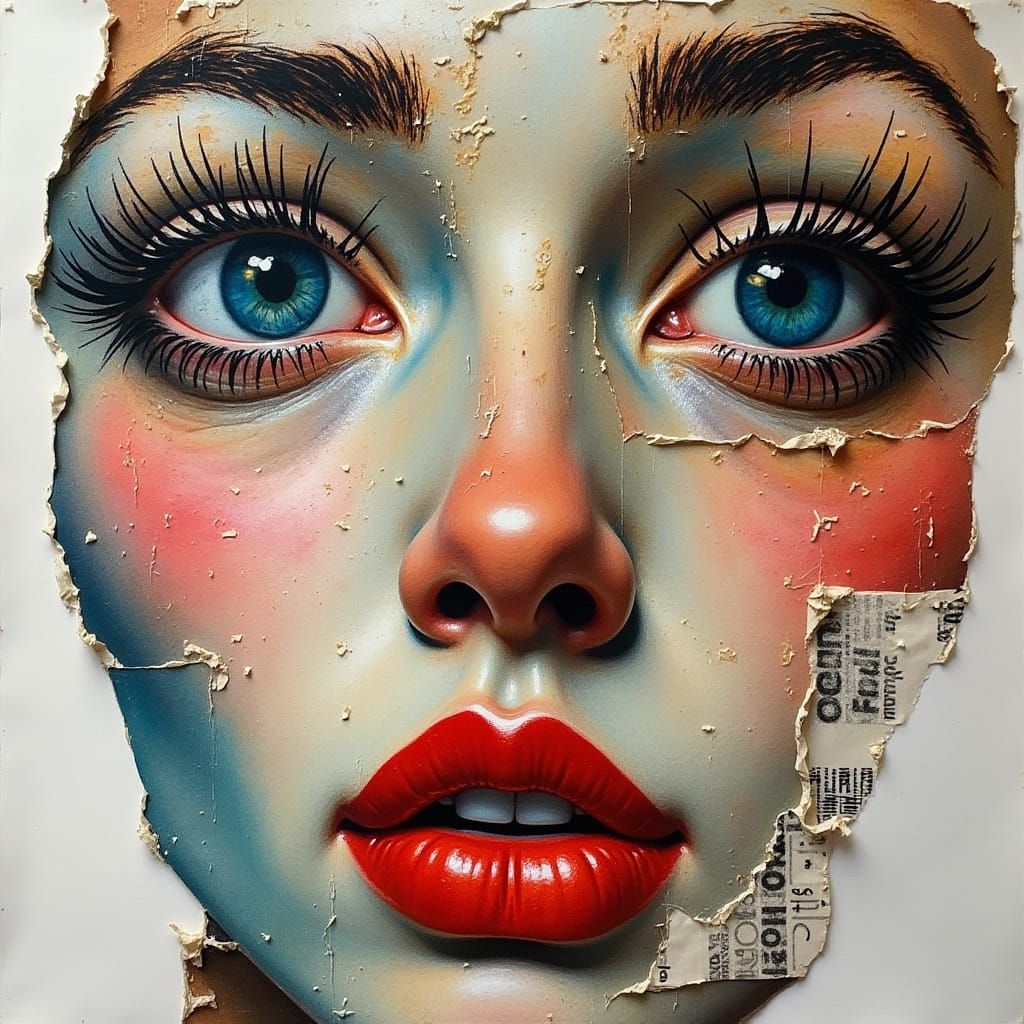 Surreal Cutout Face in Vibrant, Clashing Colors