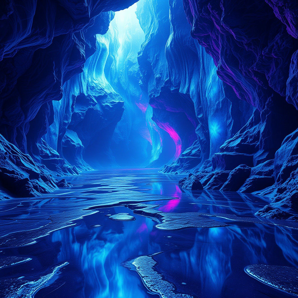 Mystical Sapphire Caverns: An AI-Generated Dreamscape