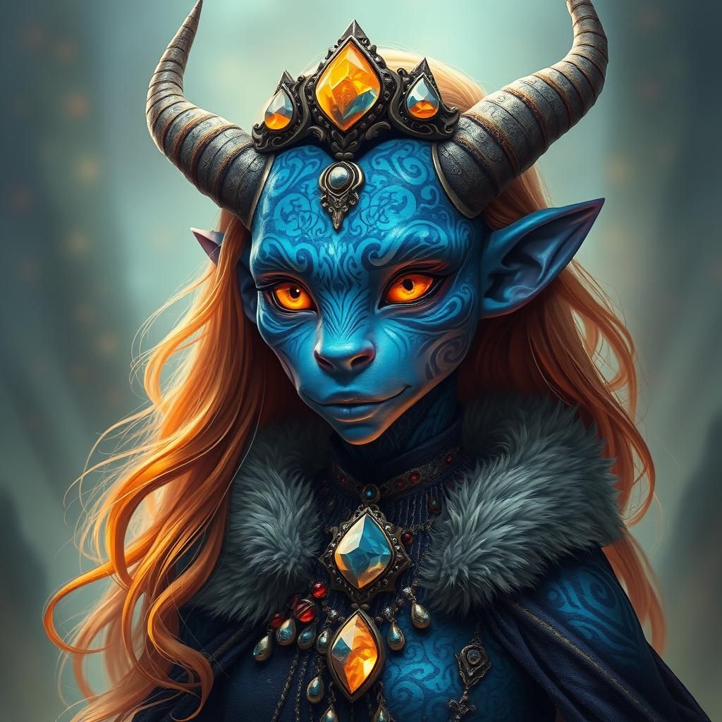 Iridescent Blue Humanoid in Dreamlike Digital Art