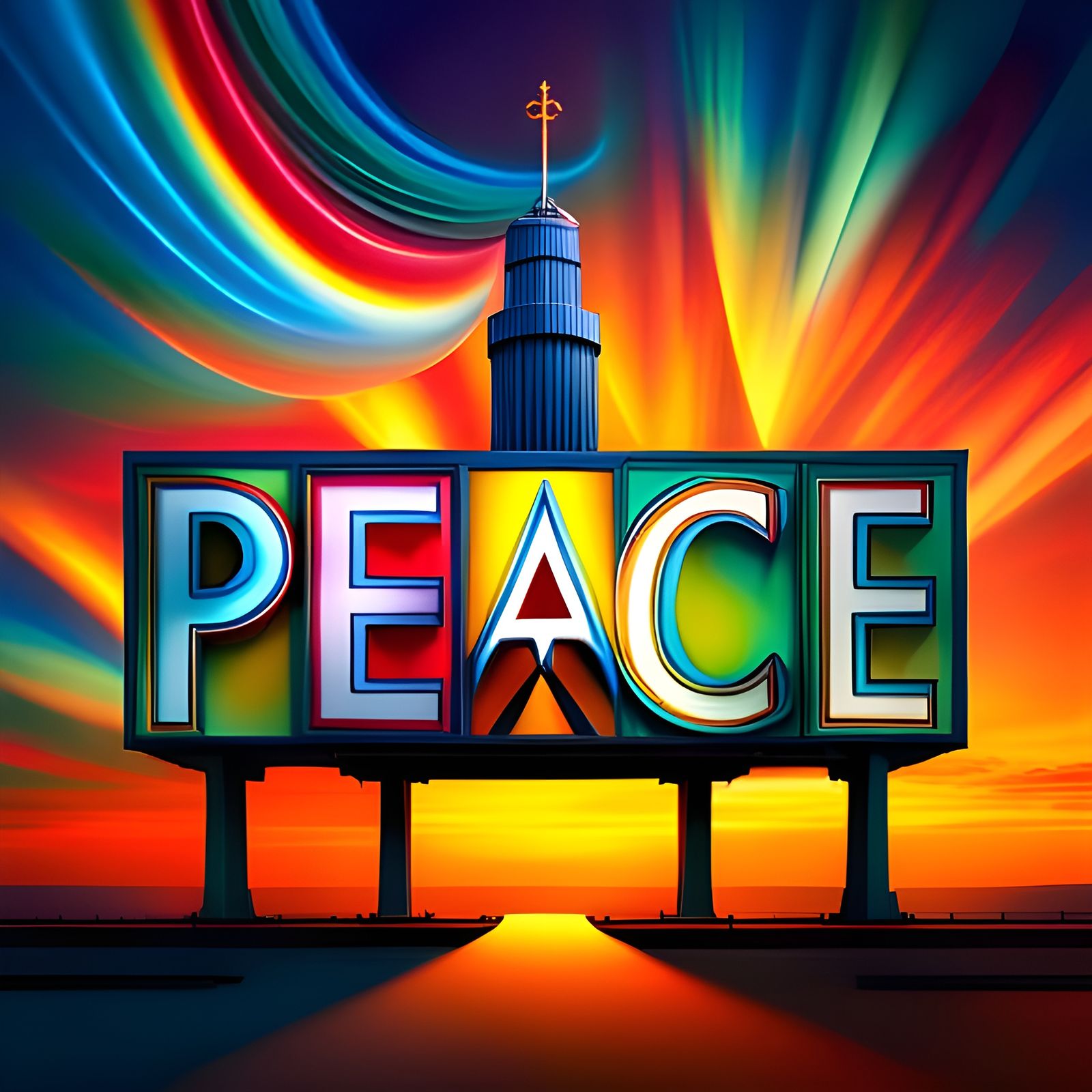 Peace Billboard: Detailed 8K Photoillustration