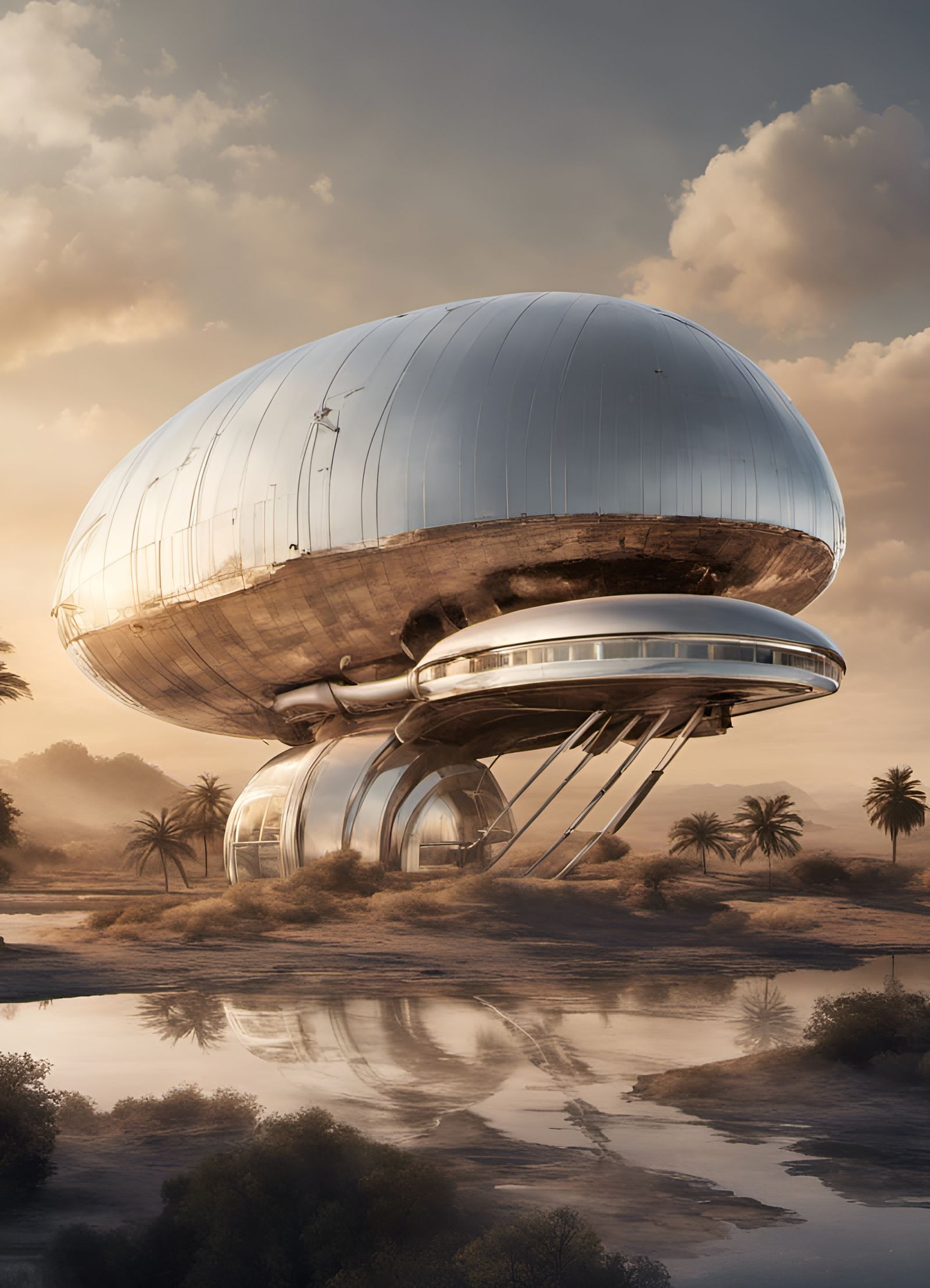 Luxury Resort Above Scorched Earth in Streamline Moderne Sty...