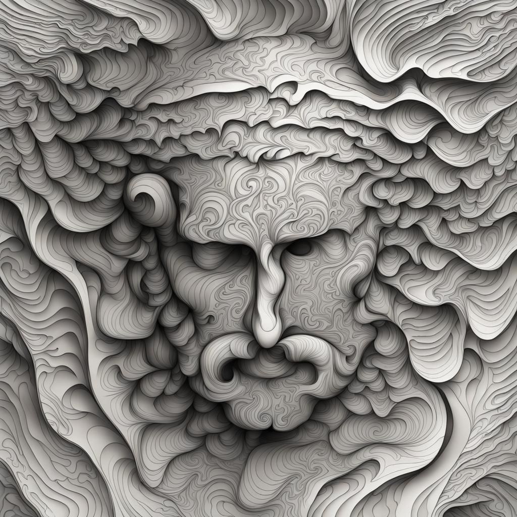 Abstract Vector Fractal with Zentangle and 3D Shading