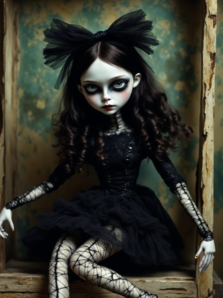 Goth Girl Marionette in Claymation Style