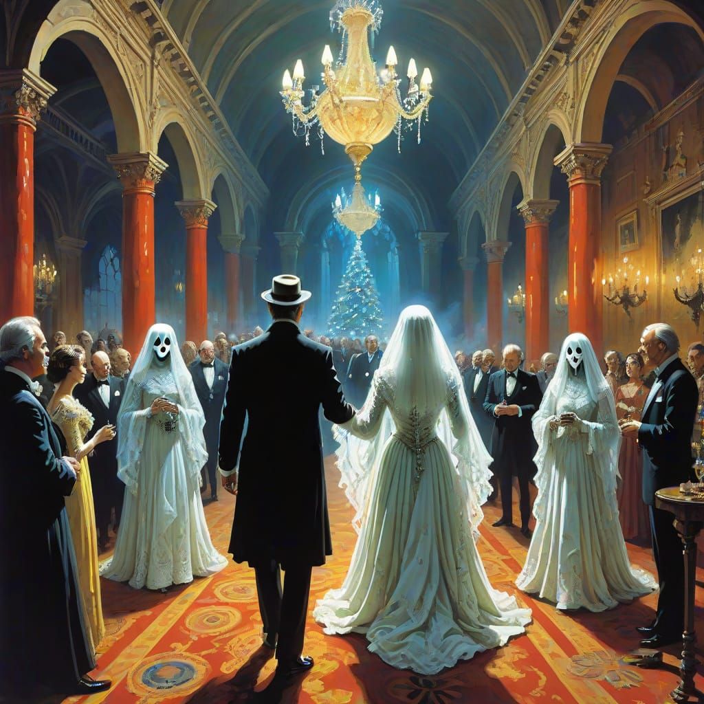 Haunted New Year's Ball with Spooky Ghosts