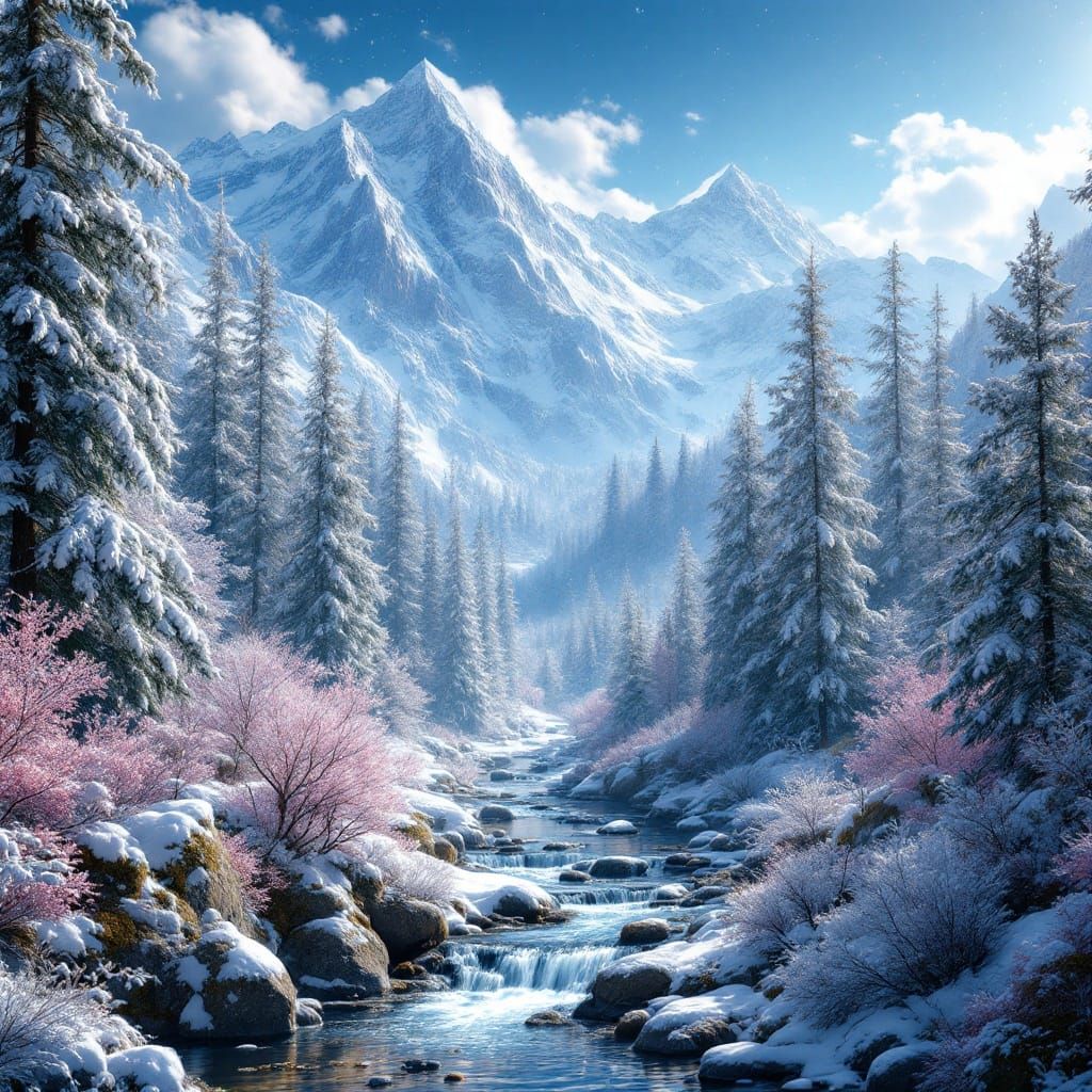 Enchanted Winter Wonderland with Hologram White Deer