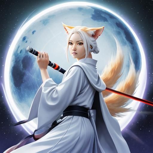 Jedi Kitsune: A Nine-Tailed Fox Portrait