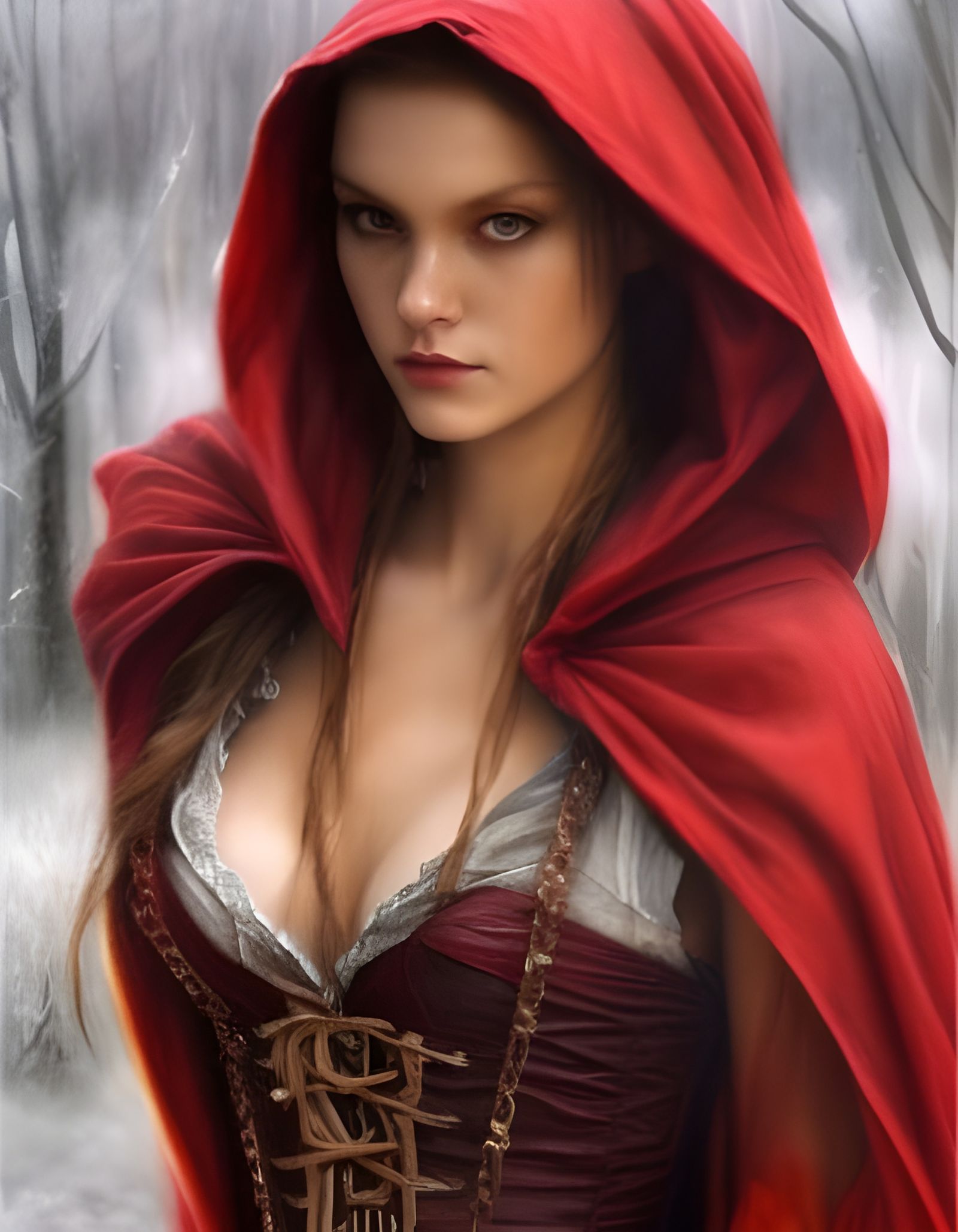 Evil Red Riding Hood in Dark Fantasy Style