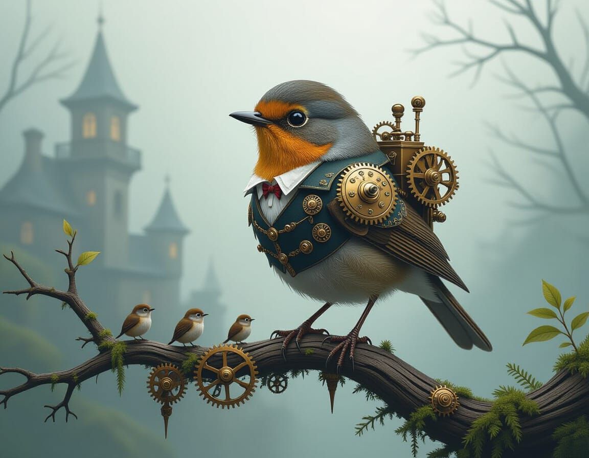 Steampunk Robin in Victorian Attire