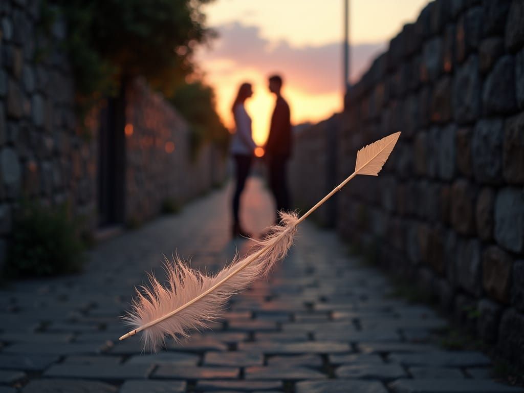 Ethereal Moment of Destiny Beneath a Glowing Twilight Sky