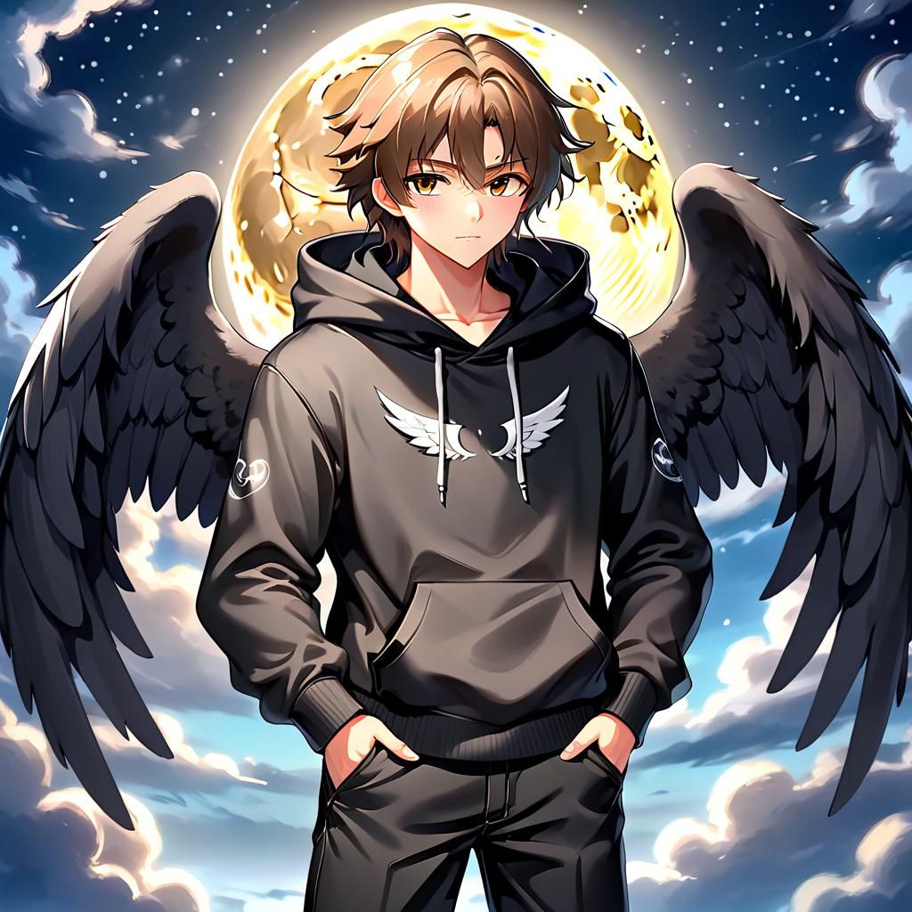 Anime Angel in Moonlight, Digital Art