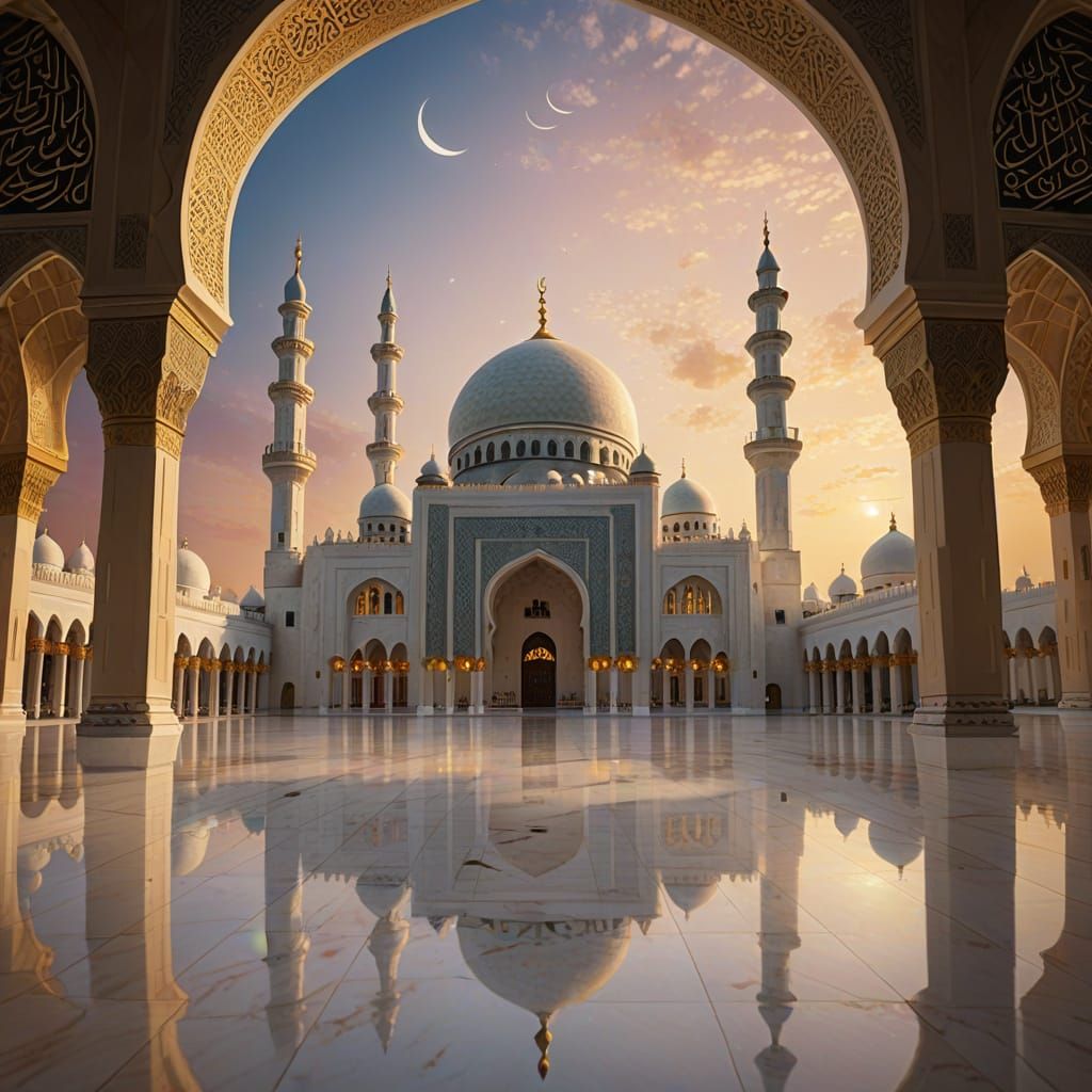 Baroque Mosque in Warm Oil Painting