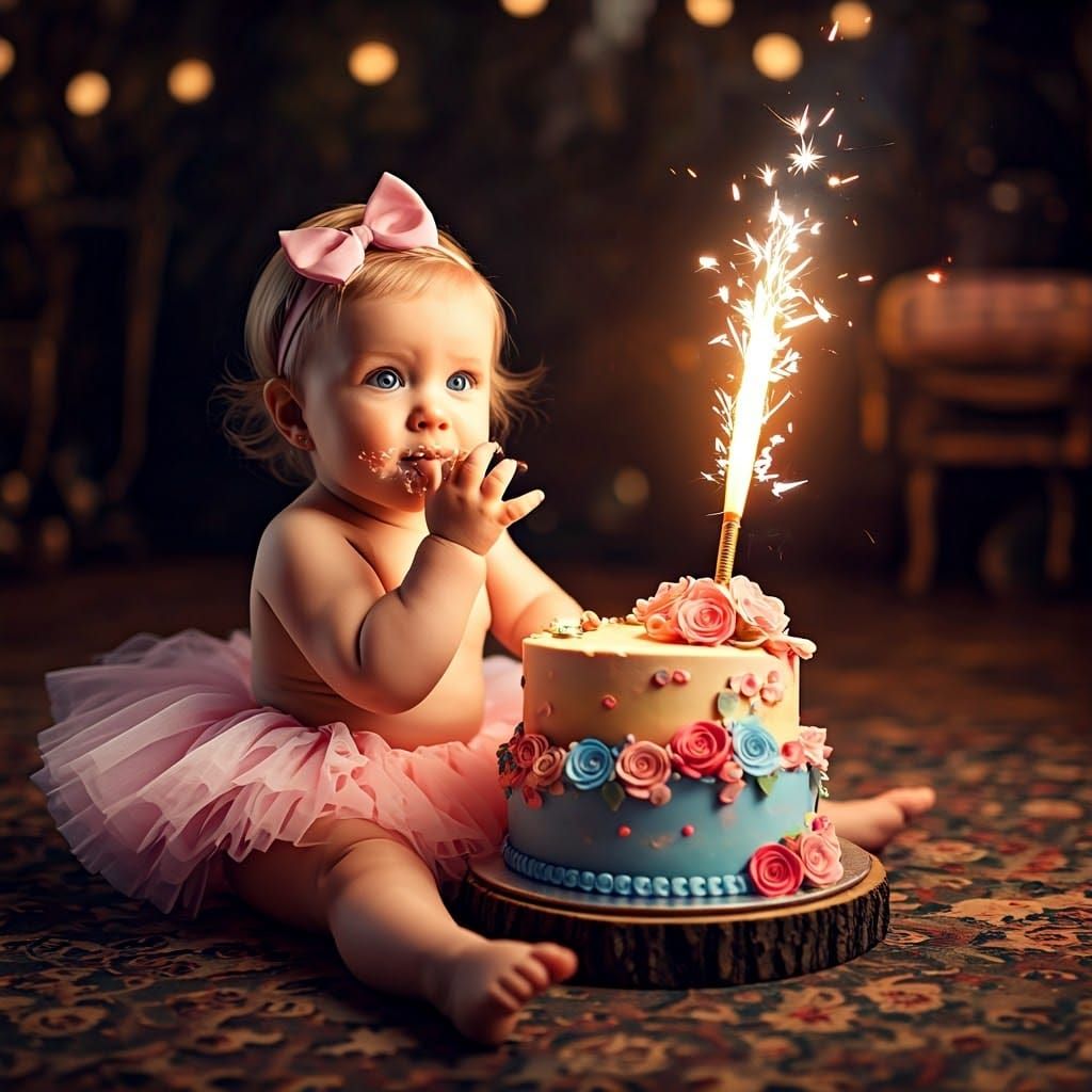 Whimsical Birthday Celebration in a Dreamlike Setting