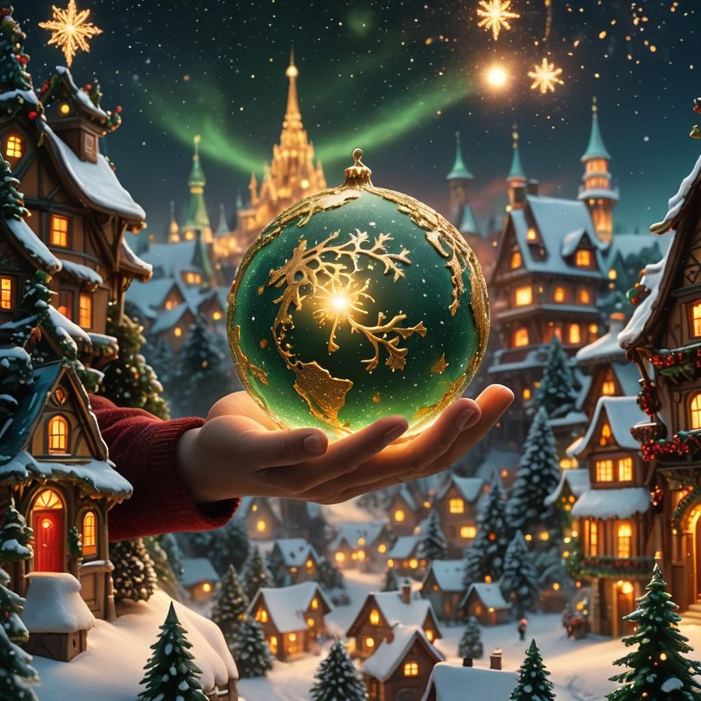 Glowing Globe Reveals Miniature Christmas Village