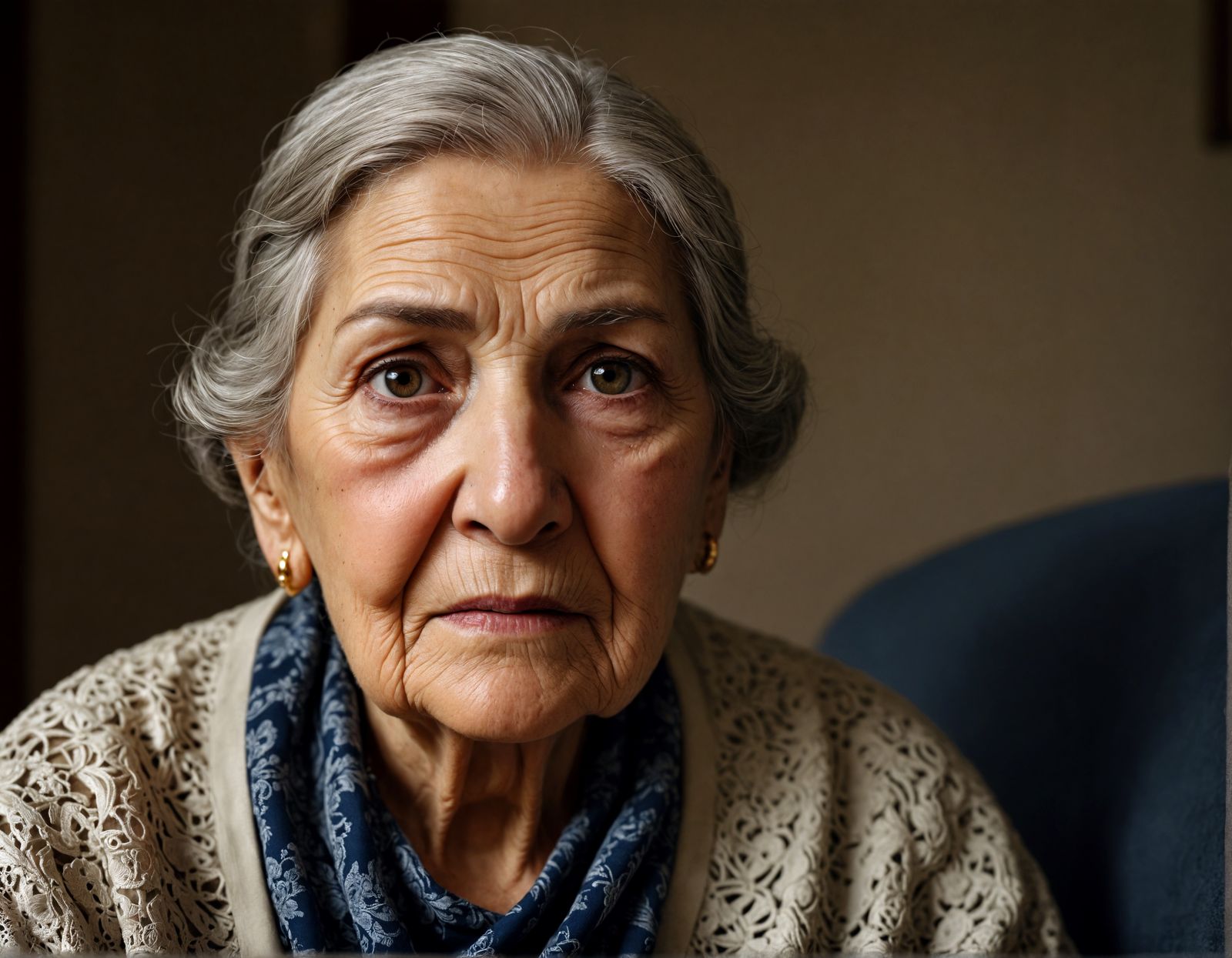 Hyperrealistic Portrait of an Elderly Woman in HDR