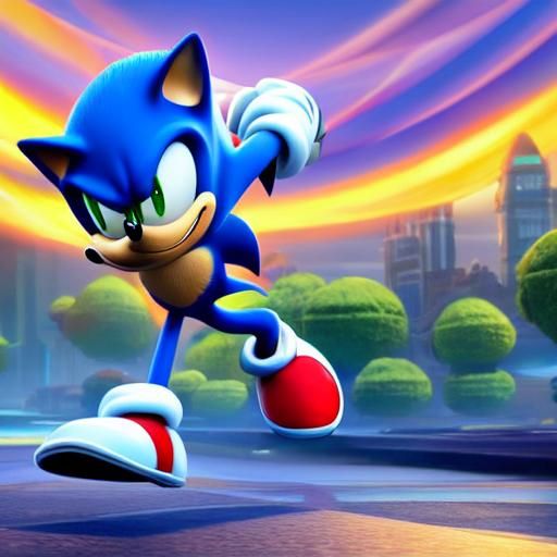 Sonic the Hedgehog: Pixar-Style 3D Digital Art