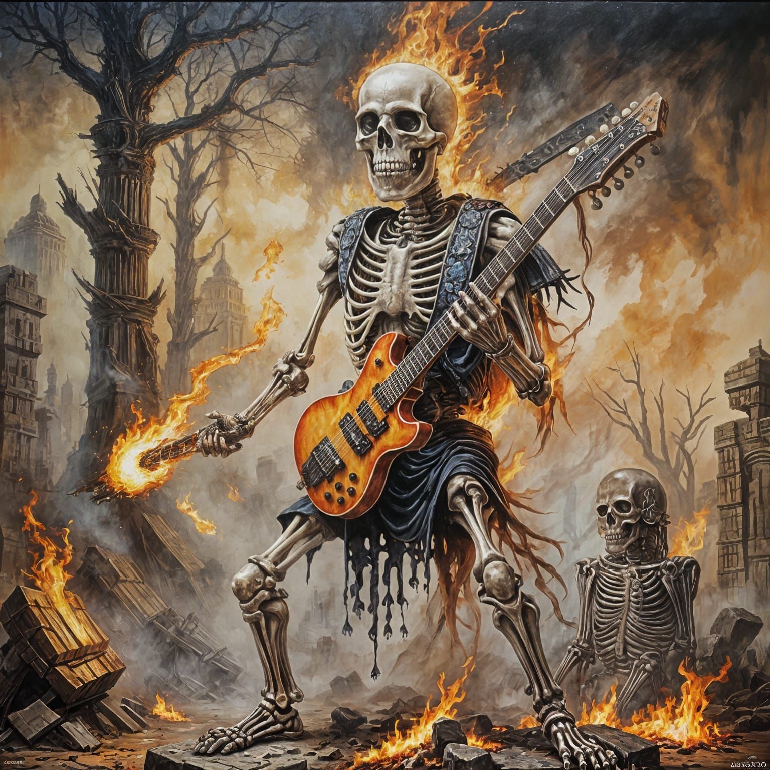 Skeleton Guitarist: Fantasy Airbrush Art