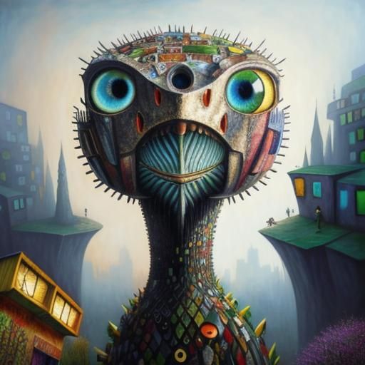 Angler Fish Oil Painting in Pop Surrealism Style