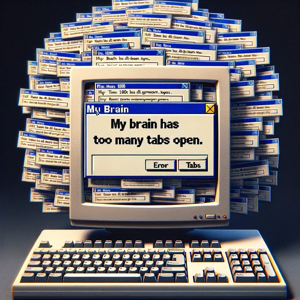 Humorous Windows 98 Error: Too Many Tabs