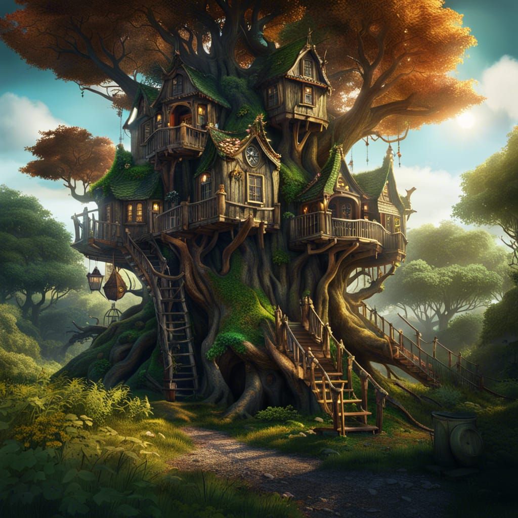 Fantastical Irish Treehouses in Detailed Matte Painting