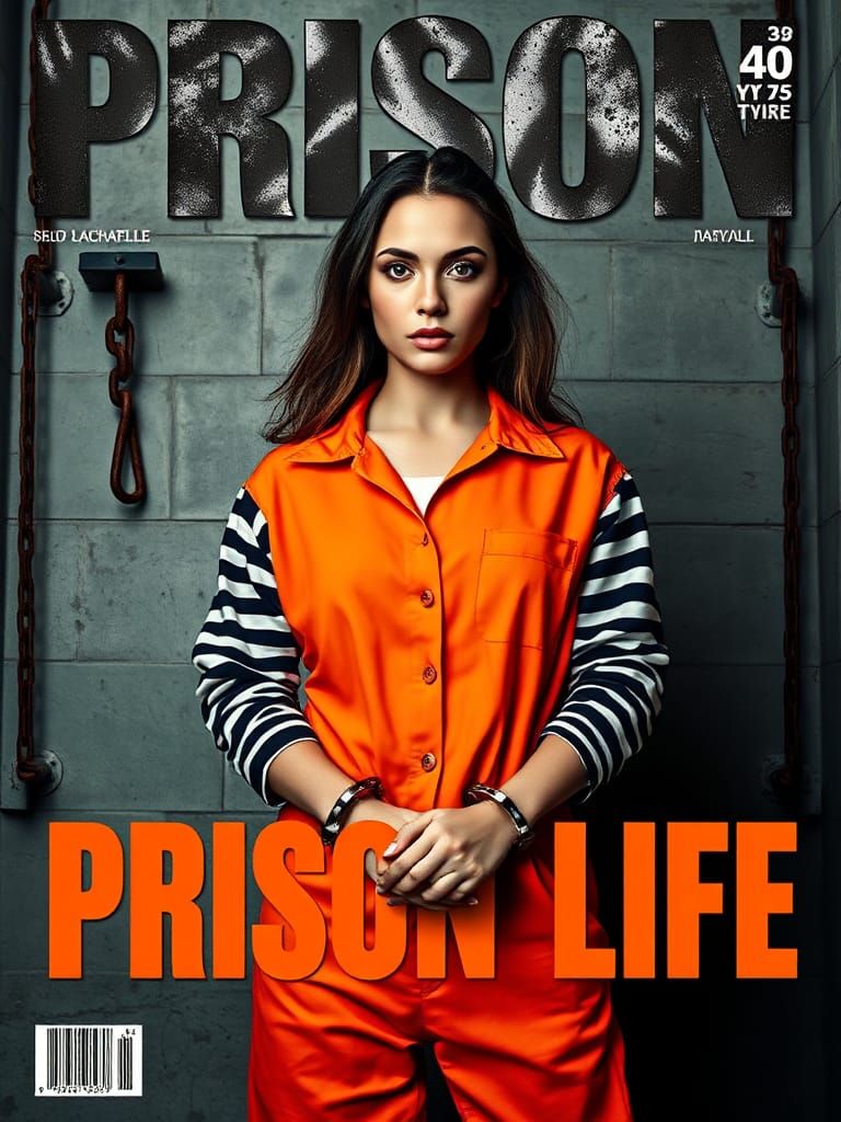 Magazine Cover: Resilience Behind Bars in Editorial Style