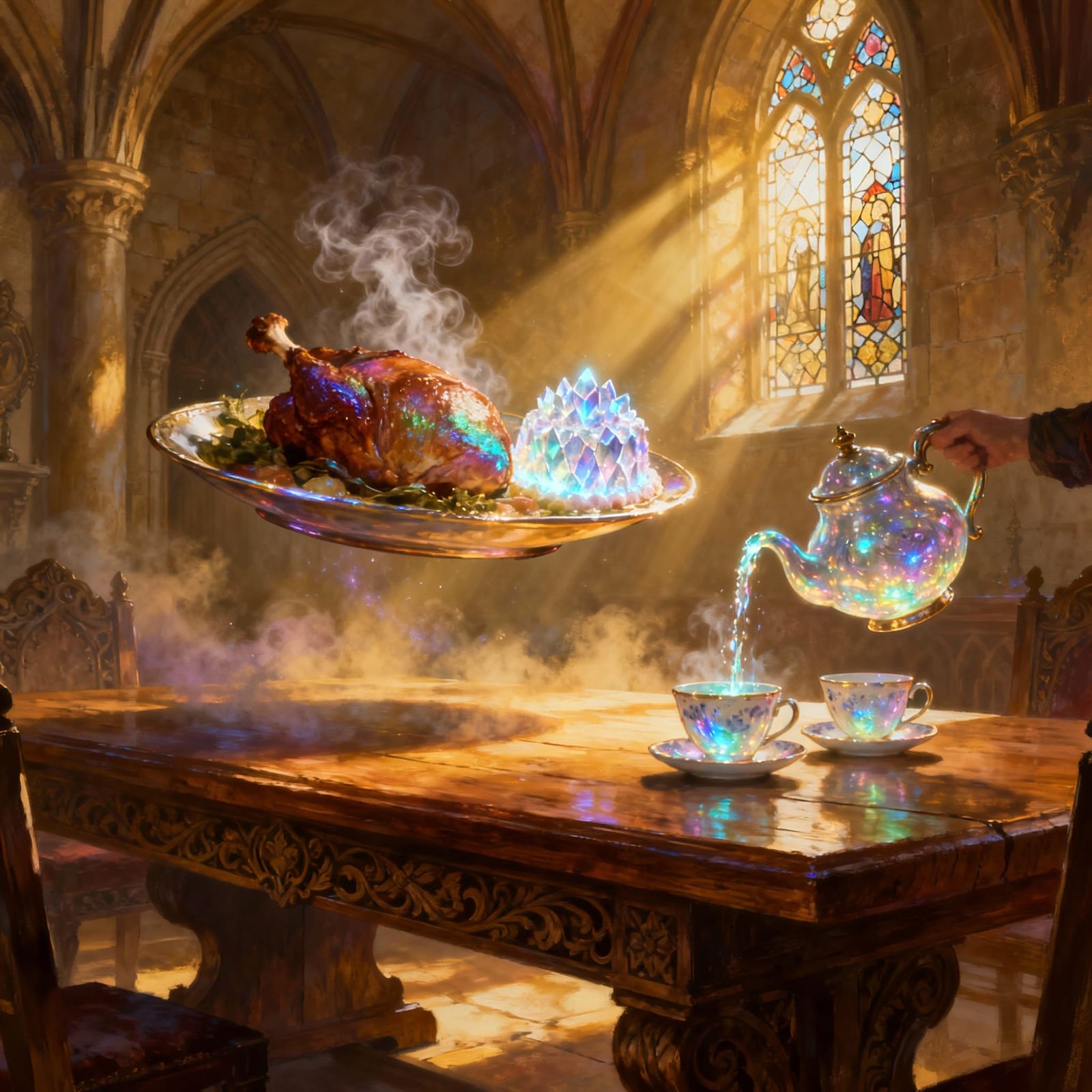 Magical Levitating Banquet in Medieval Hall