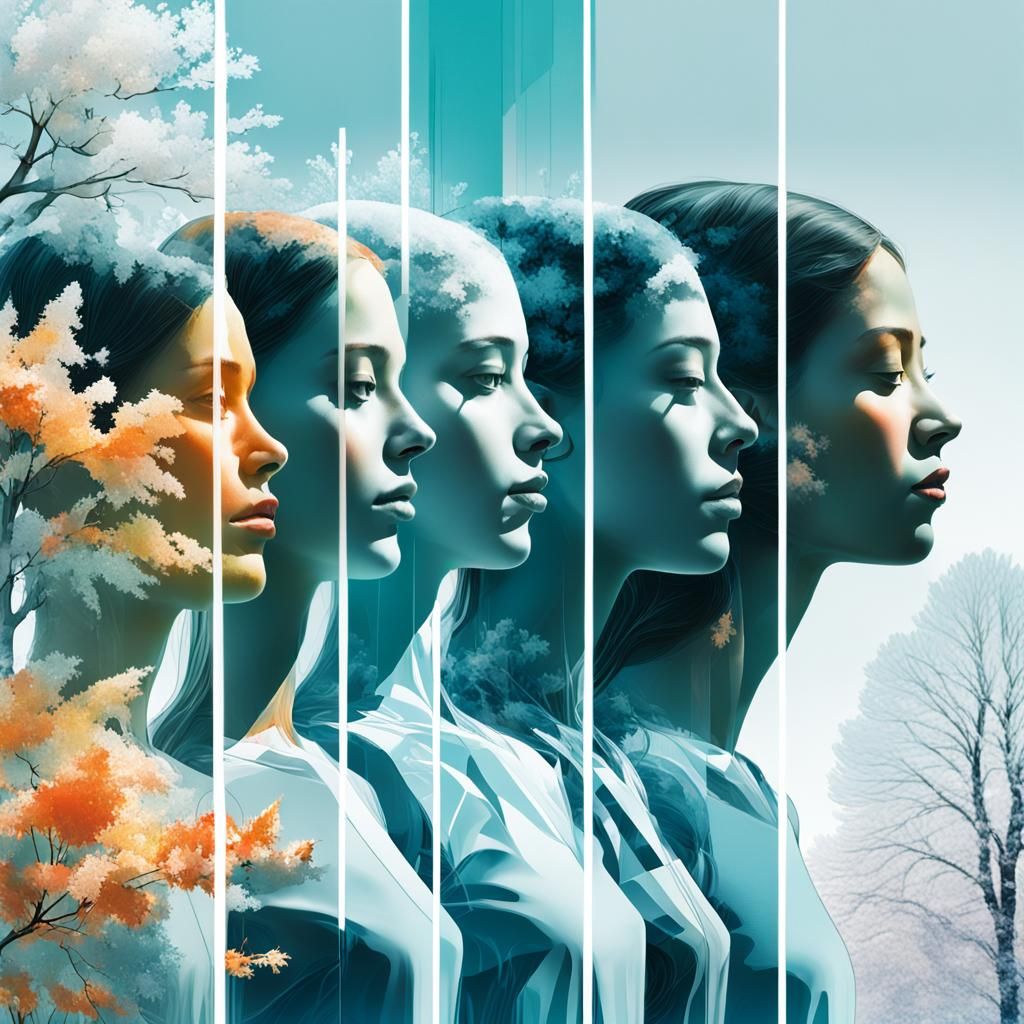 Glitchcore Seasons: Profile Silhouettes in Digital Art