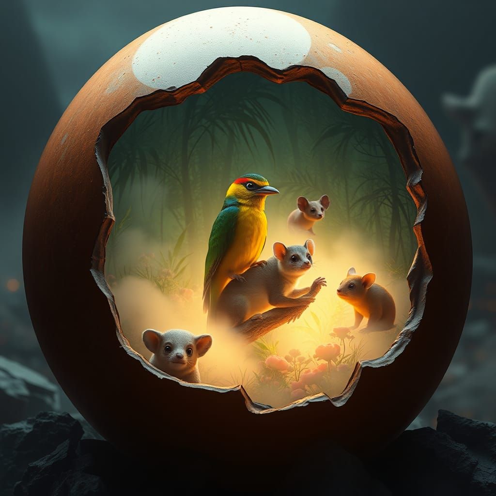 Fantastical Animals Emerge from Hyperrealistic Egg