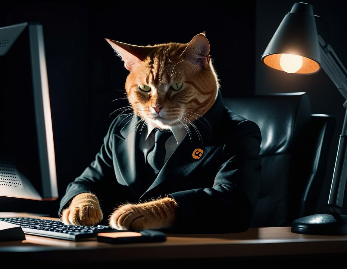 Ginger Cat Investigator in Film Noir Style