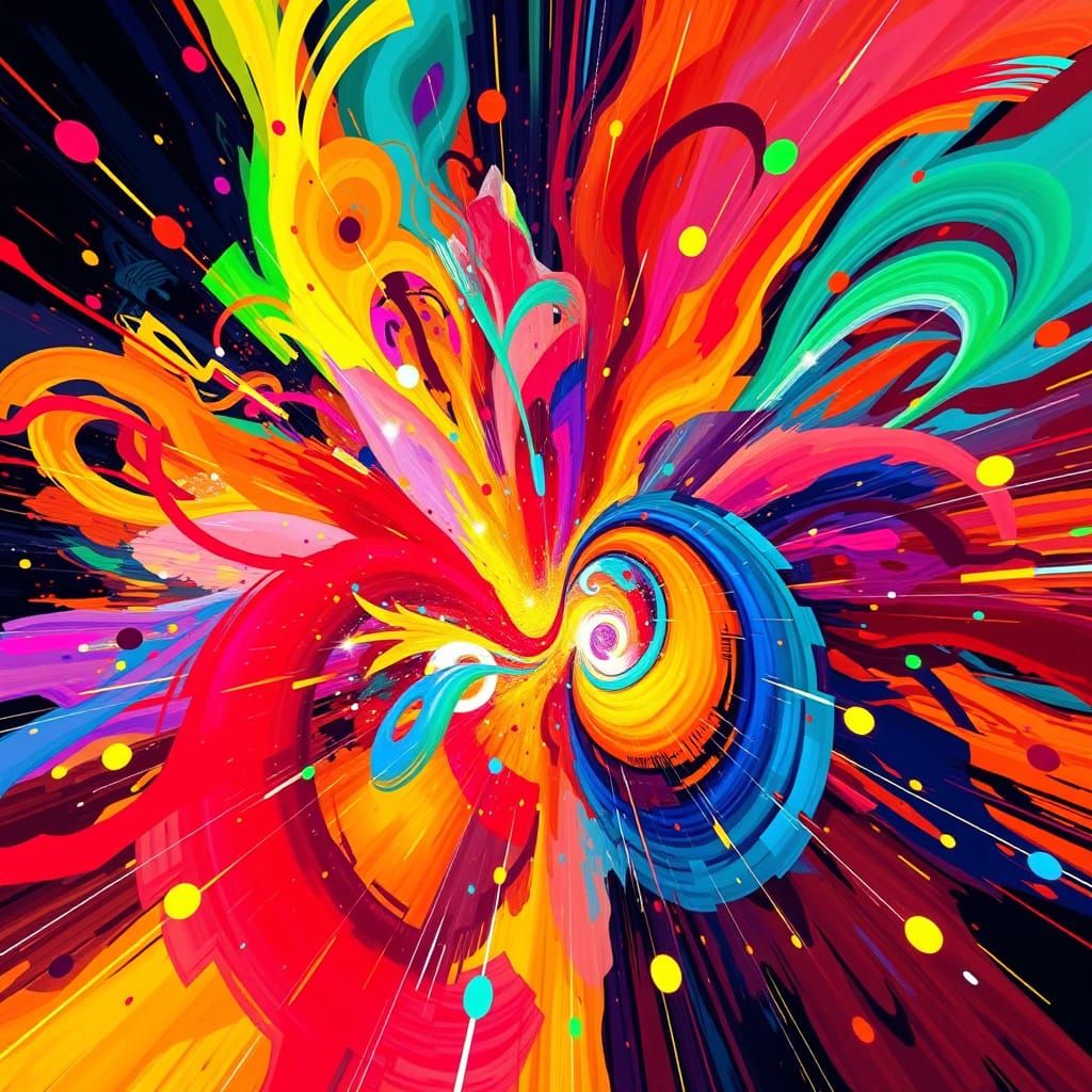 Abstract Color Explosion Evoking a Powerful Beat
