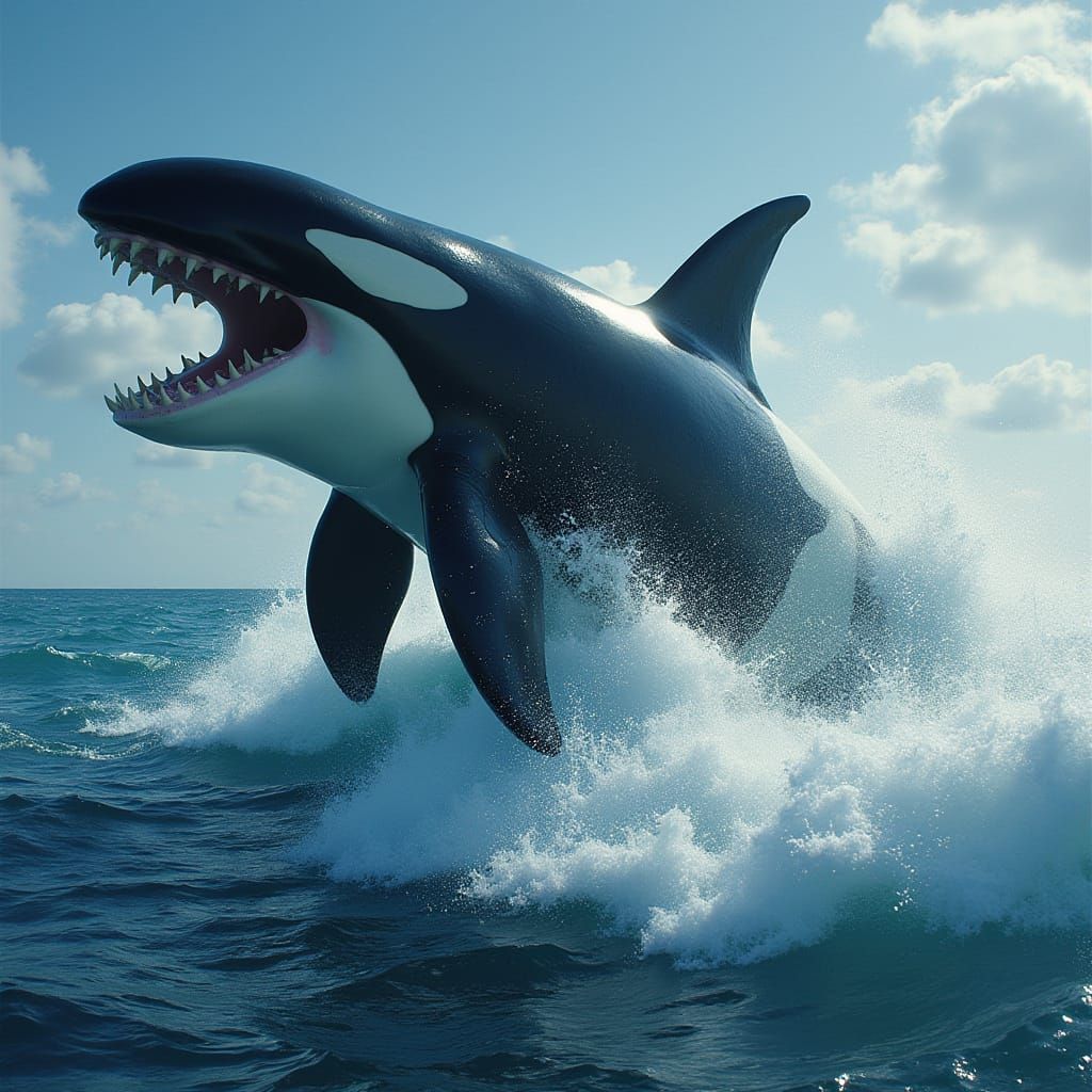 Majestic Biomechanical Sea Creature Breaks Ocean Surface