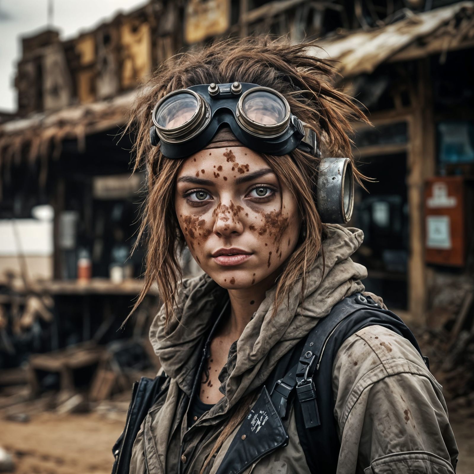 Atompunk Girl in Post-Apocalyptic Desert Bar