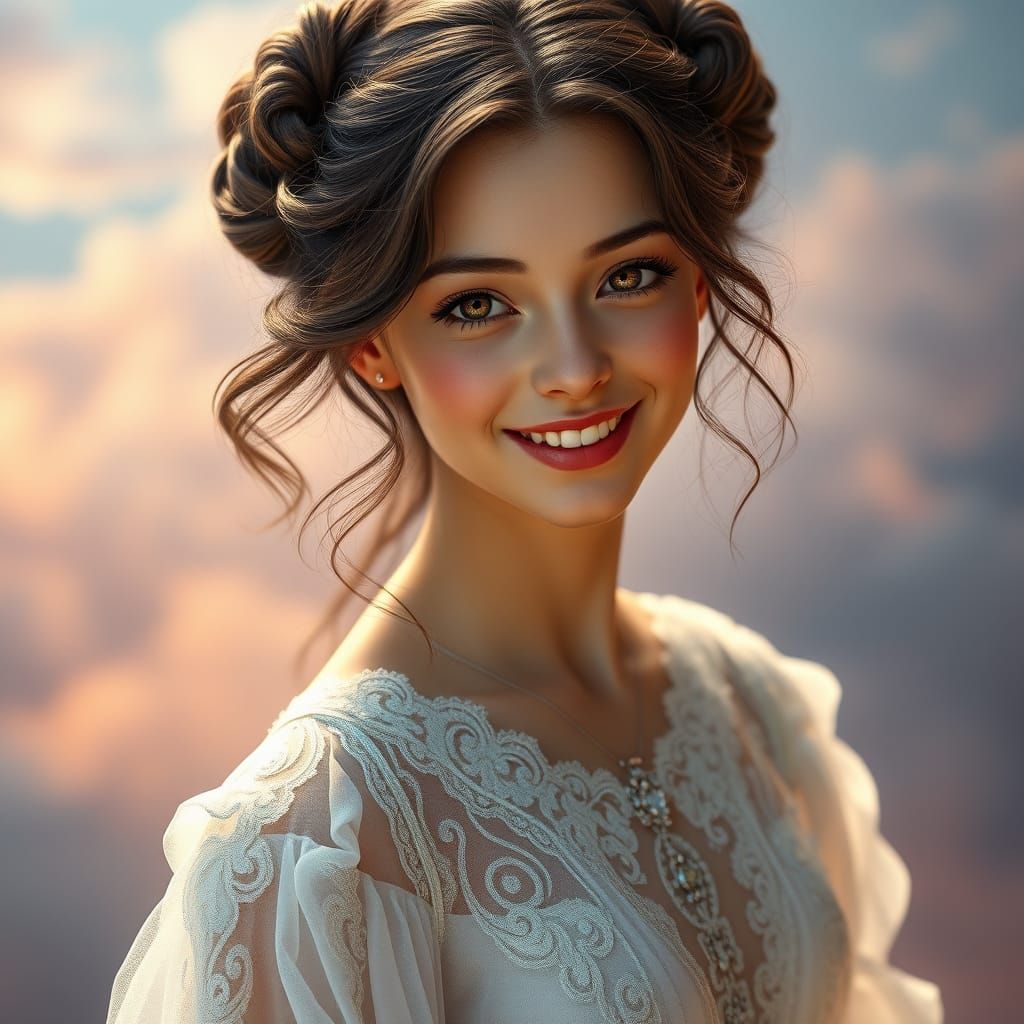 Ethereal European Princess in Dreamy Gown