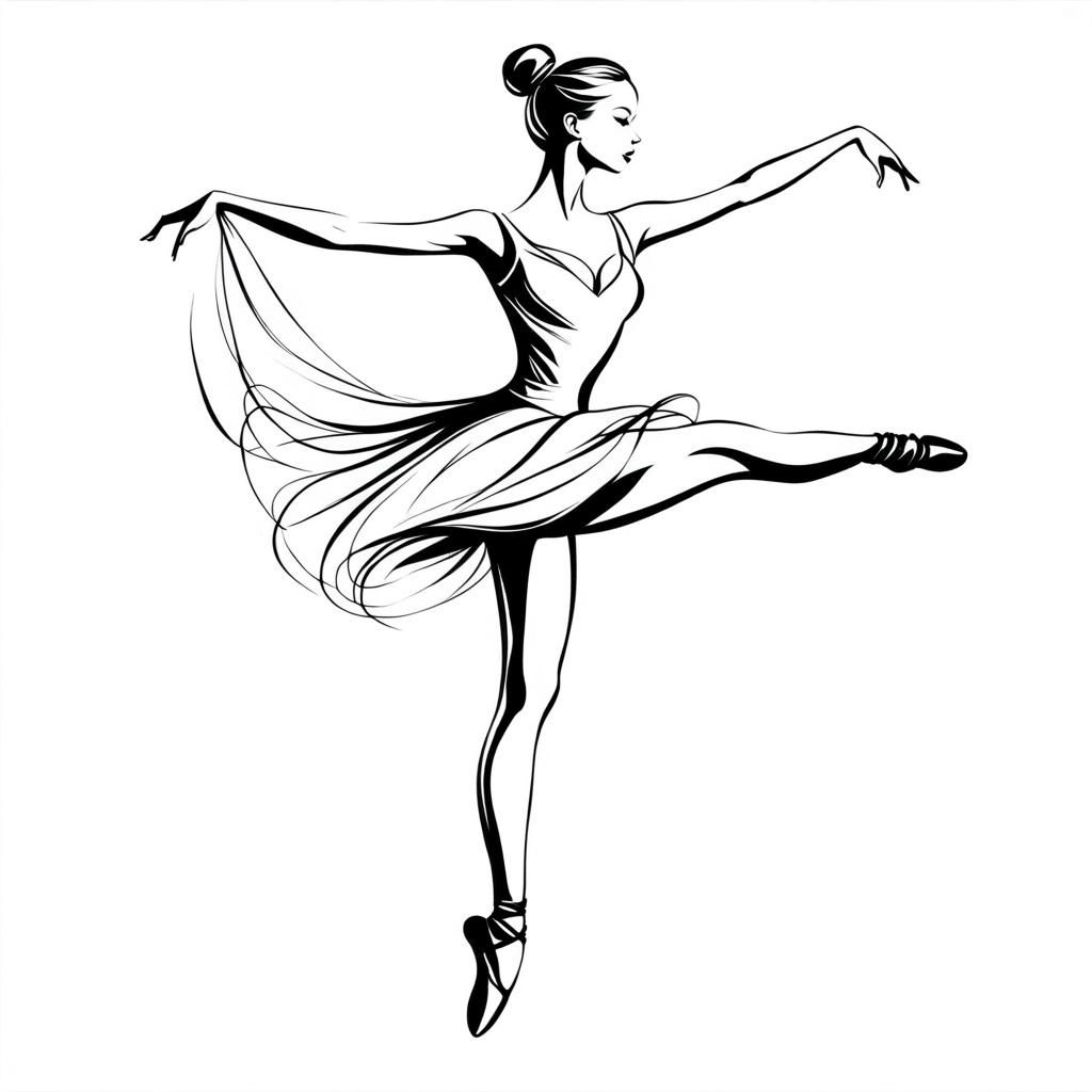 Minimalist Line Art Ballerina Silhouette